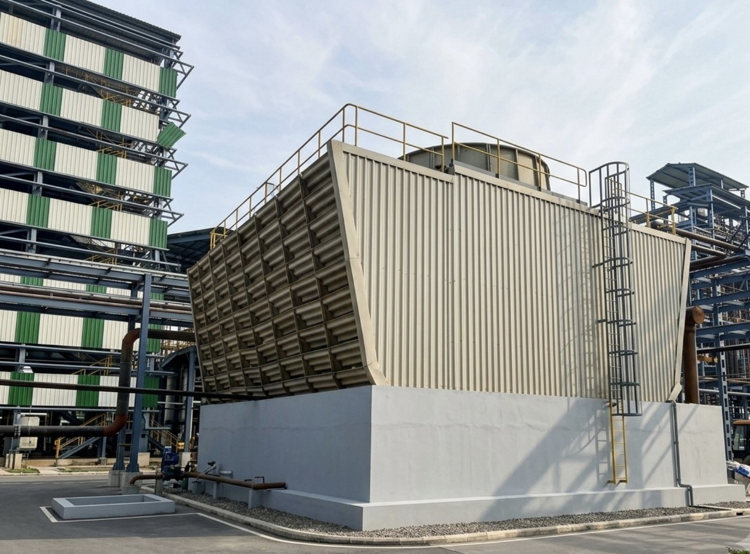 Industrial cooling tower equipment at a client site